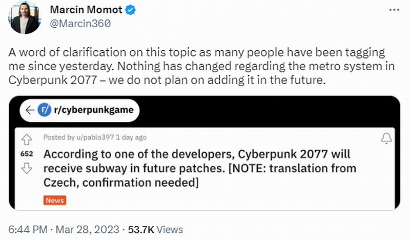 CDPR又辟谣：《赛博朋克2077》新DLC不会加入地铁系统2