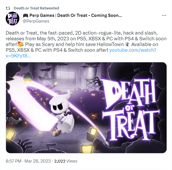 2D动作roguelite游戏《DeathorTreat》5月6日上线1